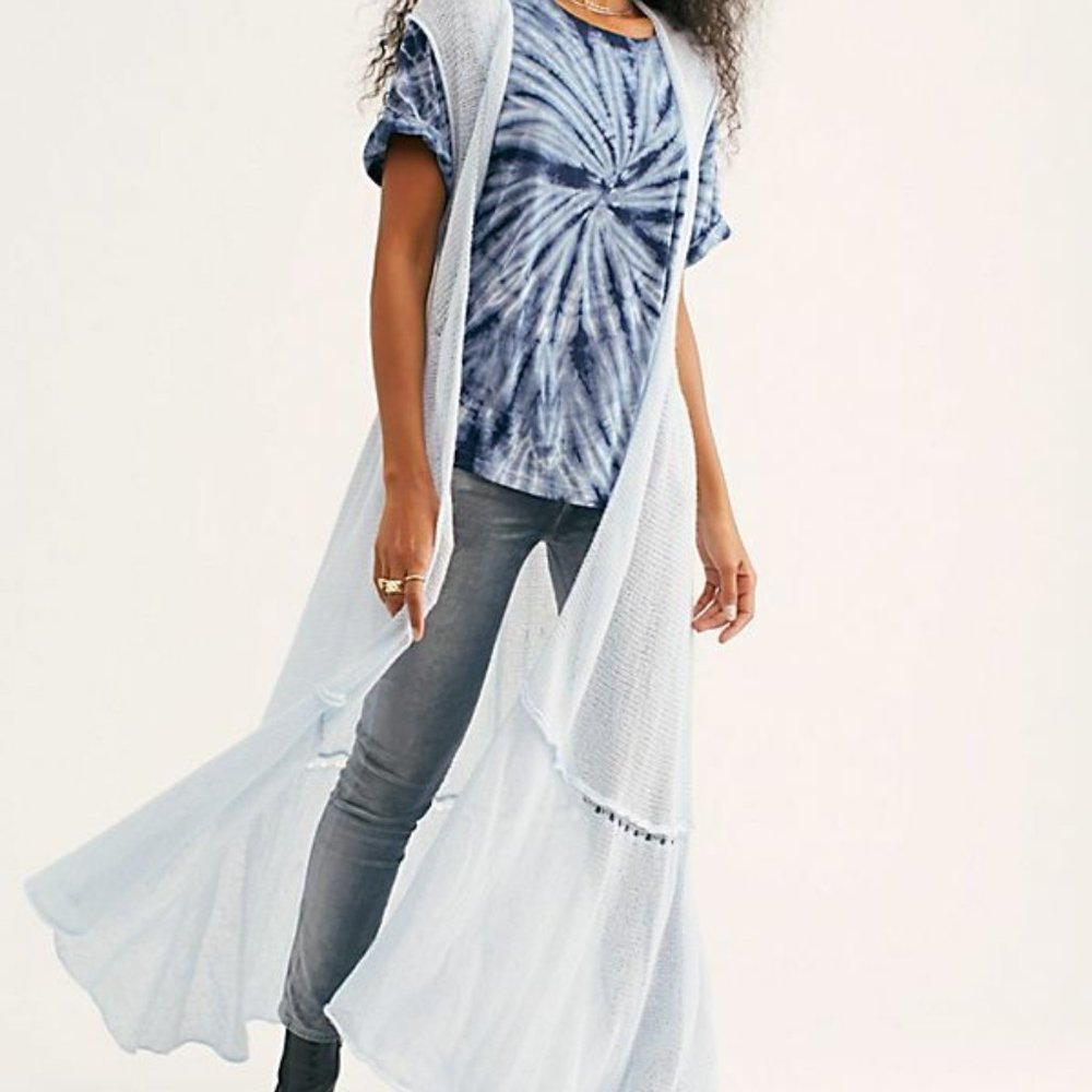 FREE PEOPLE Sweater Vest FAIRYTALE Tiered Maxi Knit Open $198 Boho Festival NWT